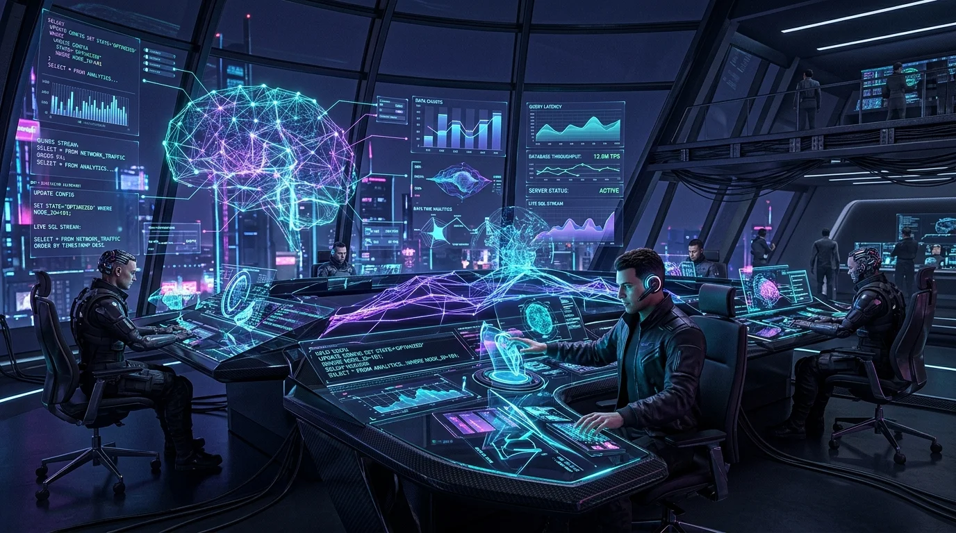 Metro AI Command Center with neural interfaces and live data analytics