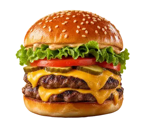 Metro Burger signature double cheeseburger rotating turntable